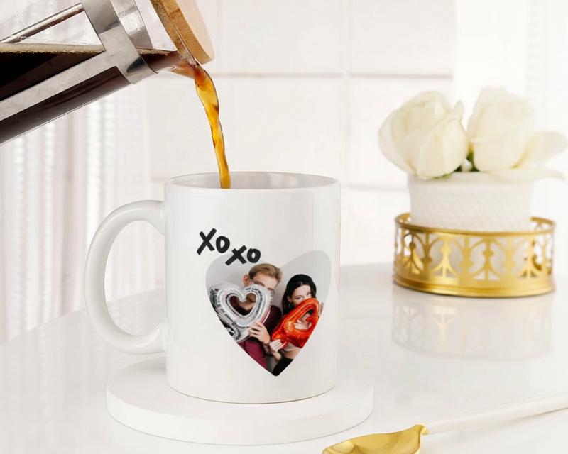 Personalized "XOXO" Heart Custom Photo Ceramic Mug