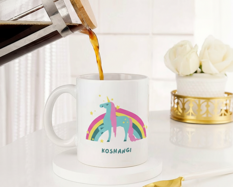 Personalized Unicorn & Rainbow Custom Name Ceramic Mug