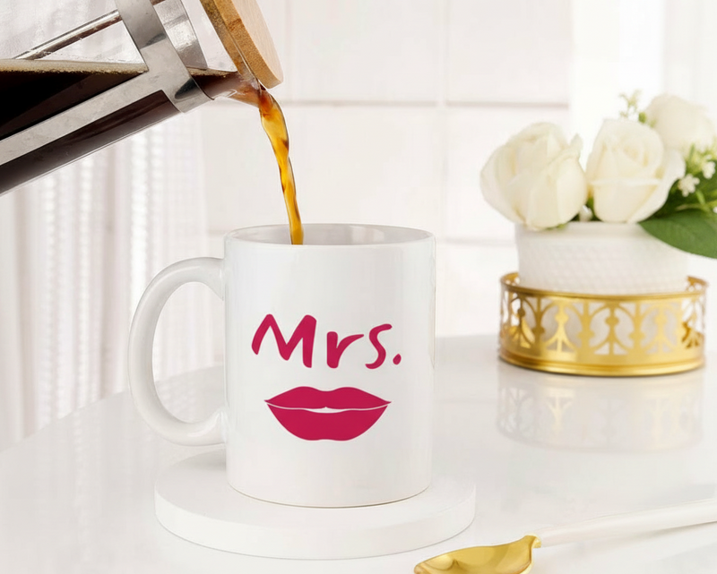 Personalized "Mrs." Lips Custom Name Ceramic Mug