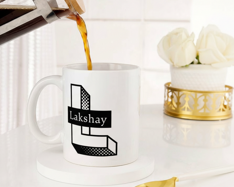 Personalized 3D Block Initial & Name Ceramic Mug
