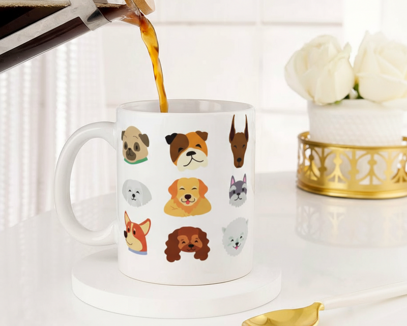 Multi-Breed Dog Lover's Illustrated Ceramic Mug