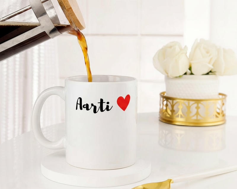 Personalized "Mrs." Heart & Name Ceramic Mug