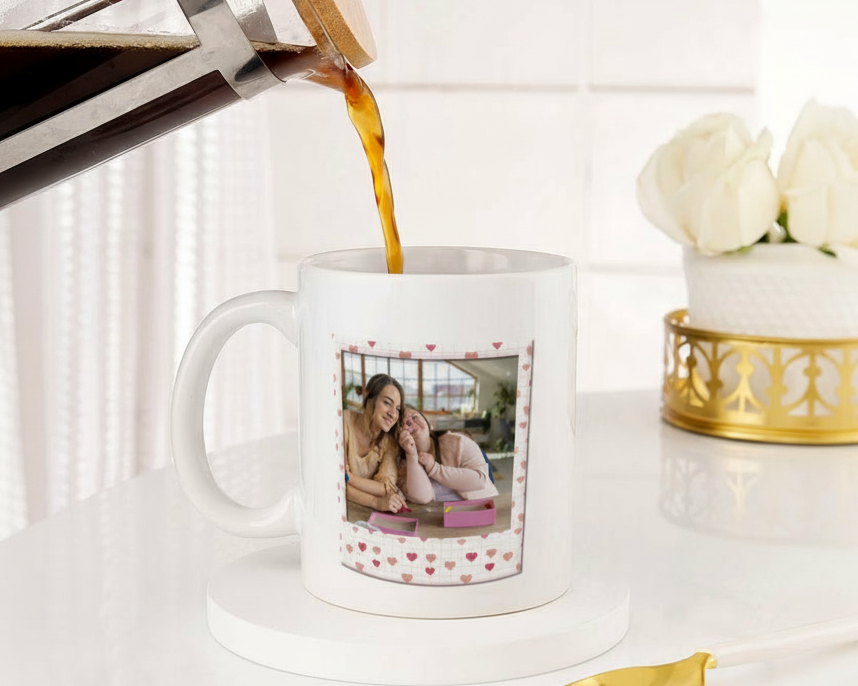 Personalized Heart Polaroid Frame "Love" Ceramic Mug
