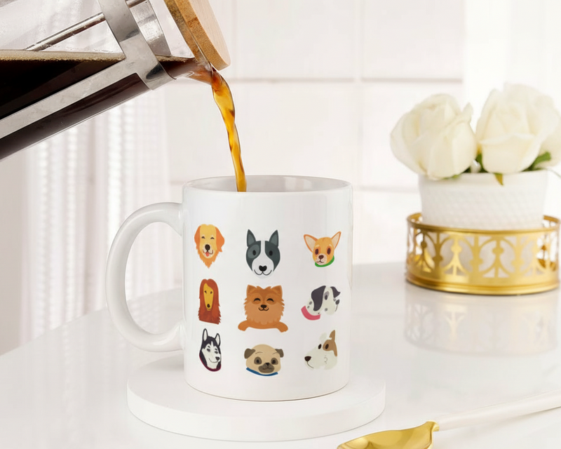 Multi-Breed Dog Lover's Illustrated Ceramic Mug