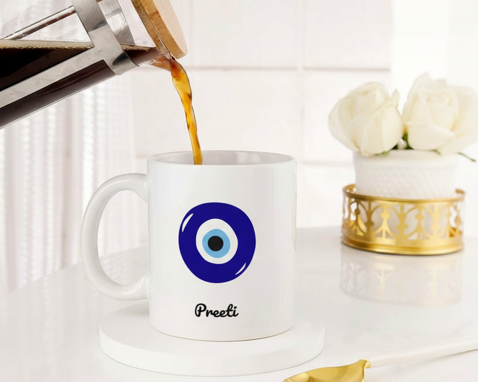 Personalized Evil Eye "Good Vibes" Custom Name Ceramic Mug