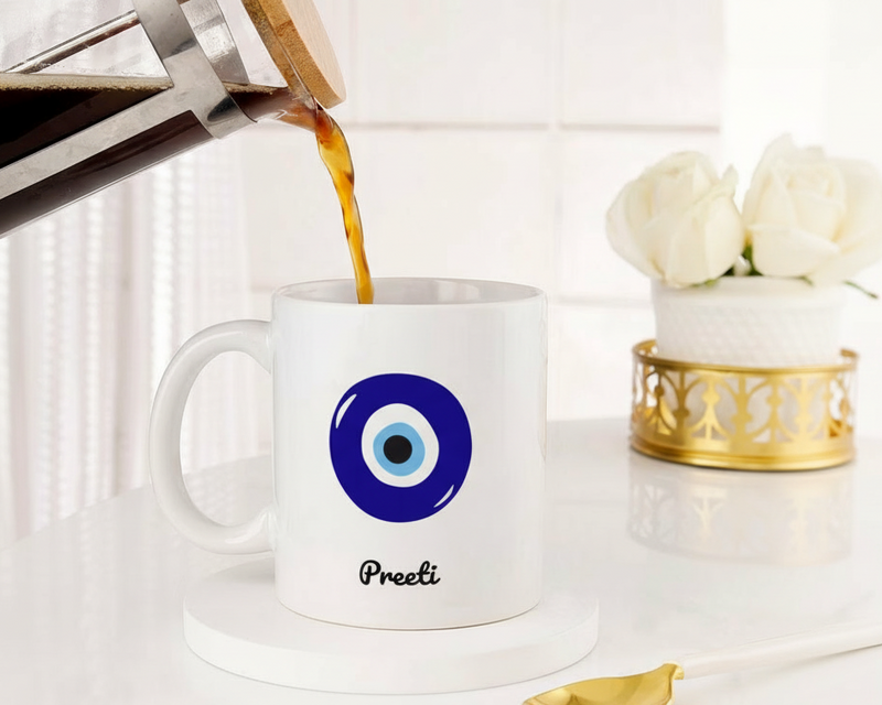 Personalized Evil Eye "Good Vibes" Custom Name Ceramic Mug
