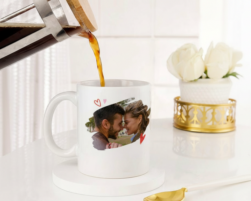 Personalized "Artistic Heart" Brushstroke Custom Photo Ceramic Mug