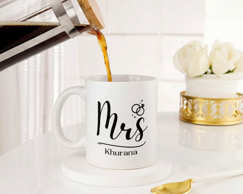Personalized "Mrs." Custom Surname & Photo Wedding Ceramic Mug