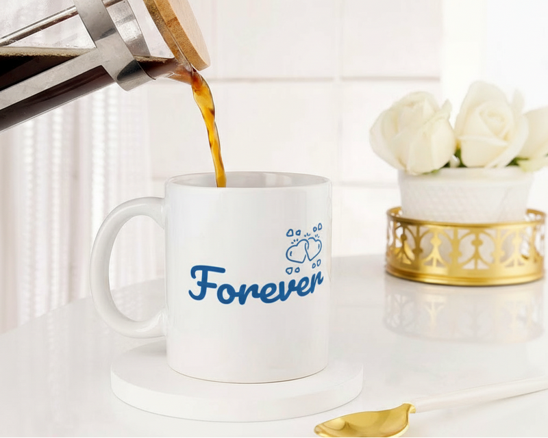 "Together Forever" Interlocking Hearts Ceramic Mug