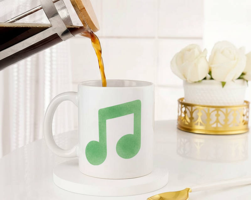 Minimalist Green Music Note Ceramic Mug