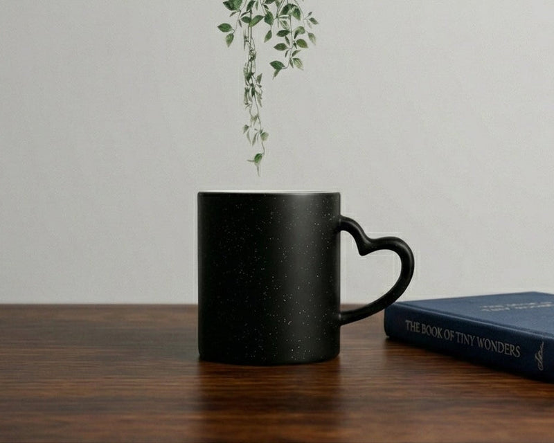 Heart-Handle Matte Magic "Starry Night" Ceramic Mug