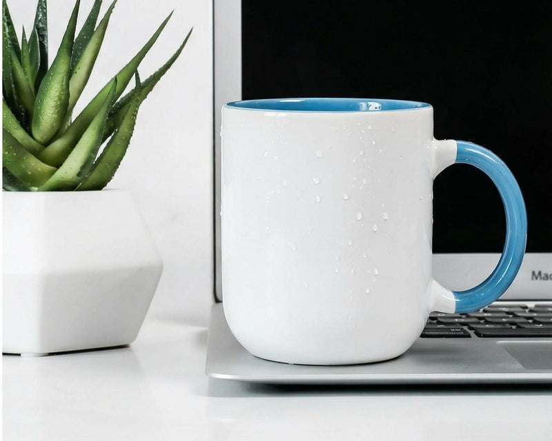 Classic Cerulean Blue & White Two-Tone Ceramic Mug