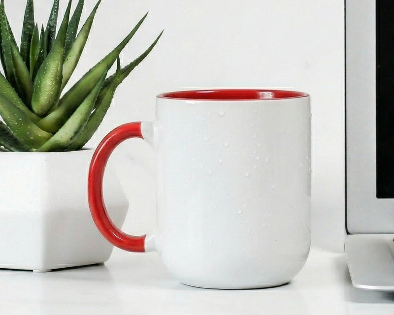 Classic Crimson Red & White Two-Tone Ceramic Mug