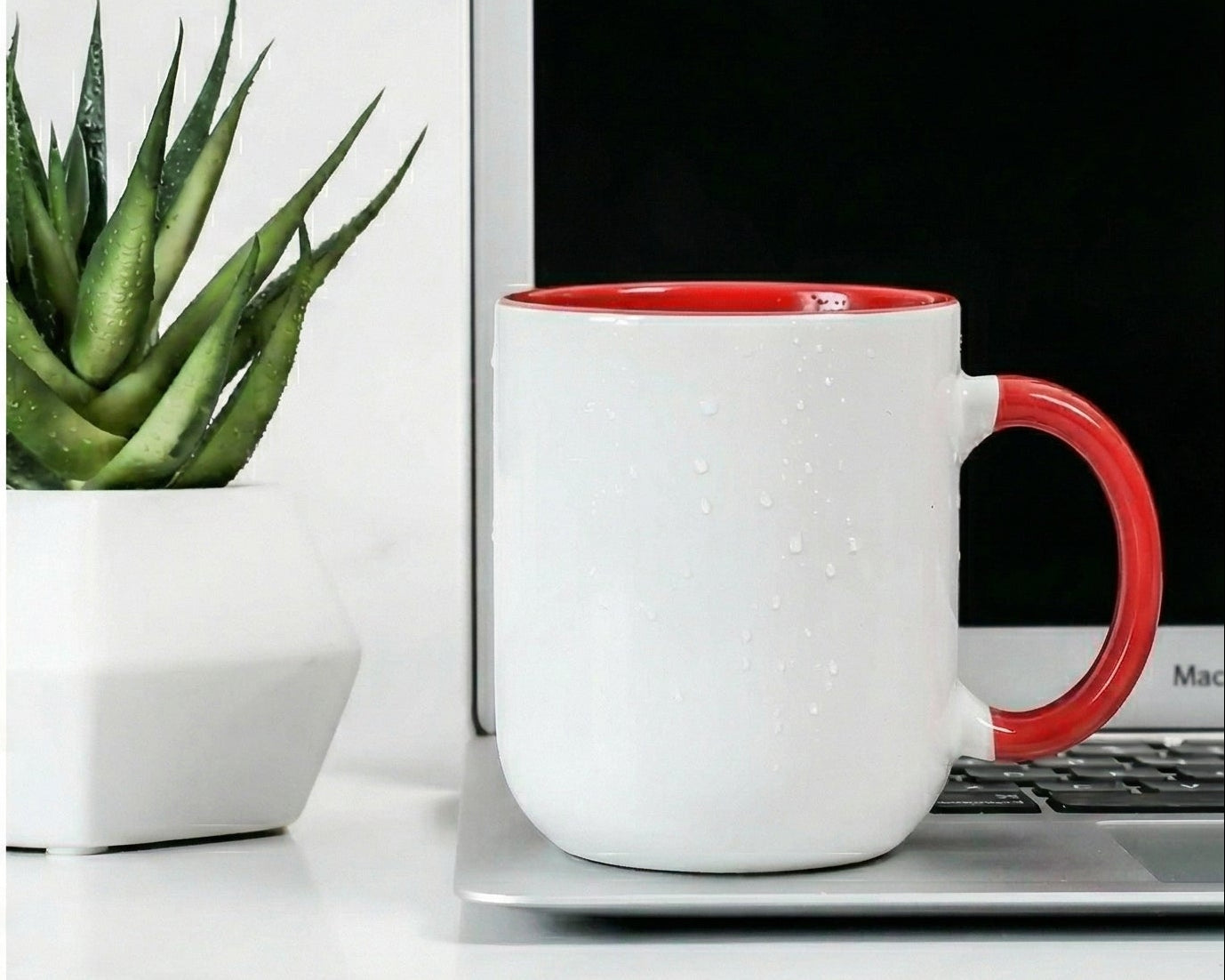Classic Crimson Red & White Two-Tone Ceramic Mug