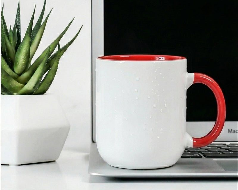 Classic Crimson Red & White Two-Tone Ceramic Mug