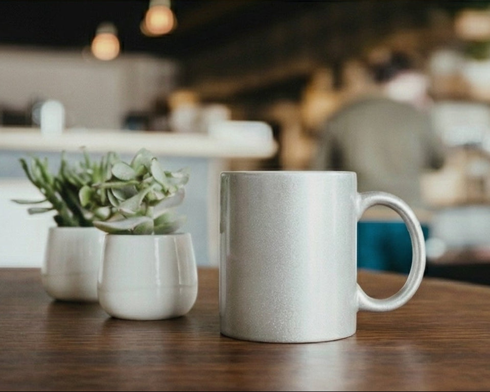 Glittering Silver Metallic Ceramic Mug