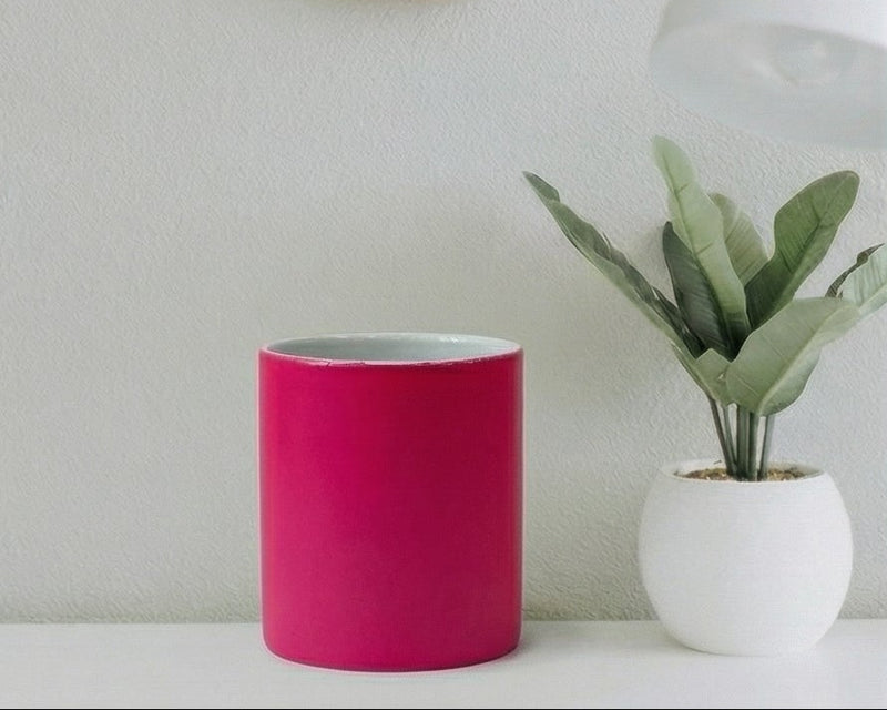 Heart-Handle Matte Magenta Ceramic Mug