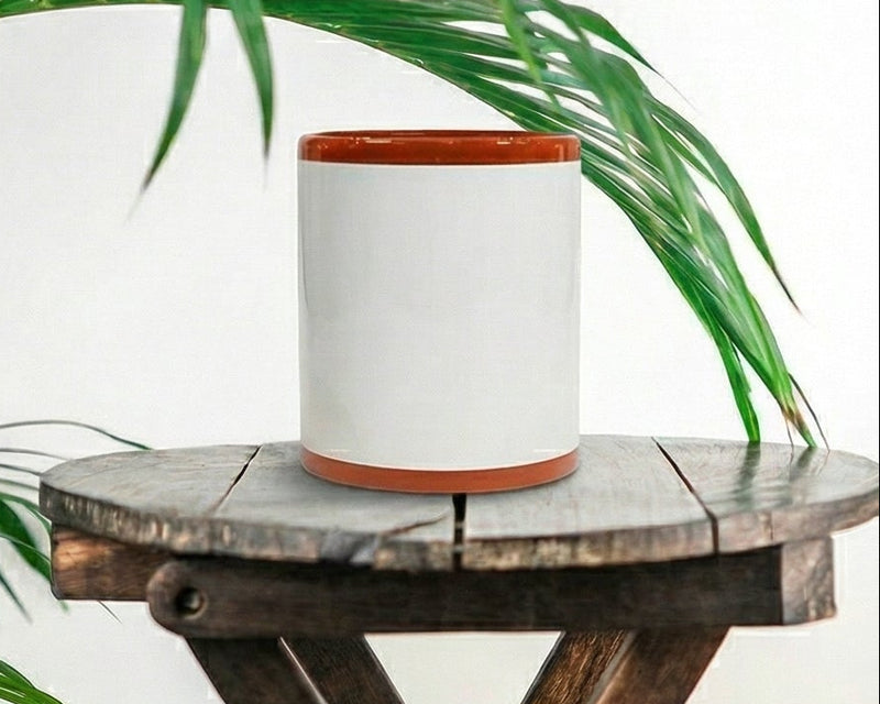 Classic Burnt Orange & White Two-Tone Ceramic Mug