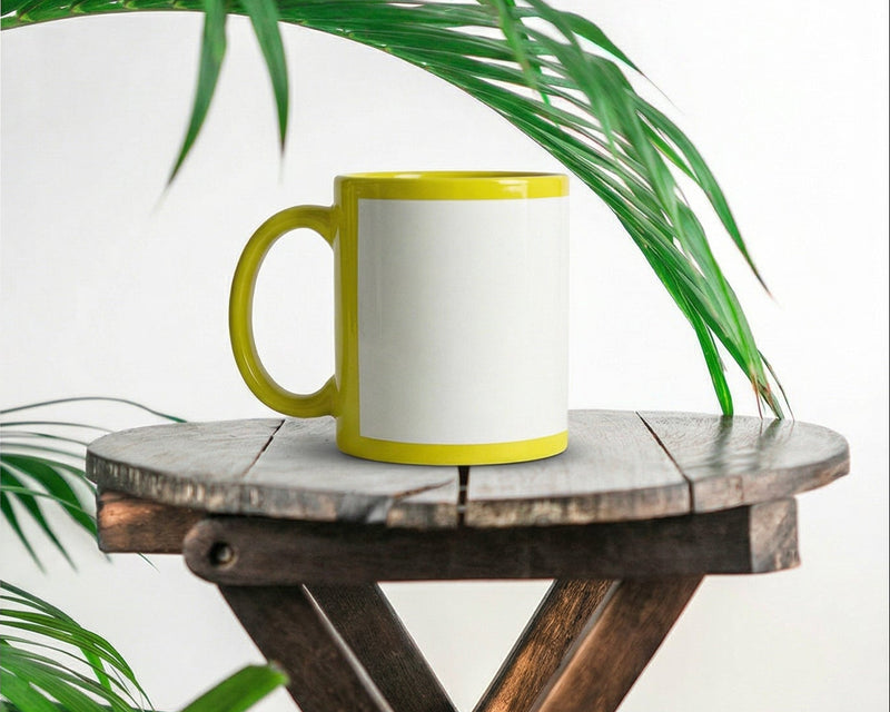 Classic Lemon Yellow & White Two-Tone Ceramic Mug