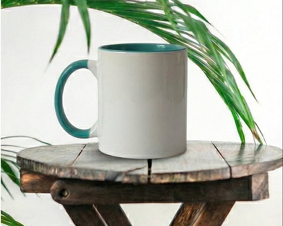 Classic Teal & White Two-Tone Ceramic Mug