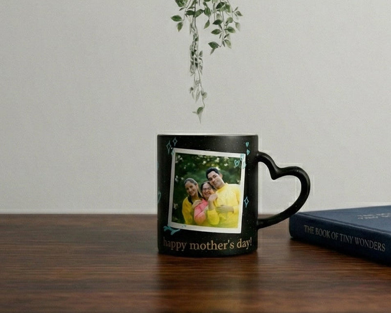 Personalized "I Love You Mom" Heart-Handle Matte Magic Mug