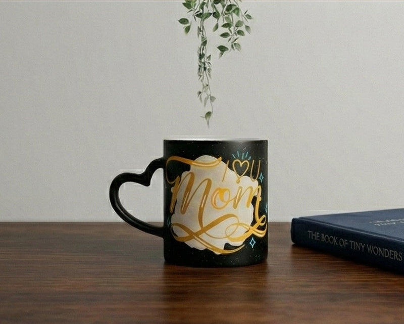 Personalized "I Love You Mom" Heart-Handle Matte Magic Mug