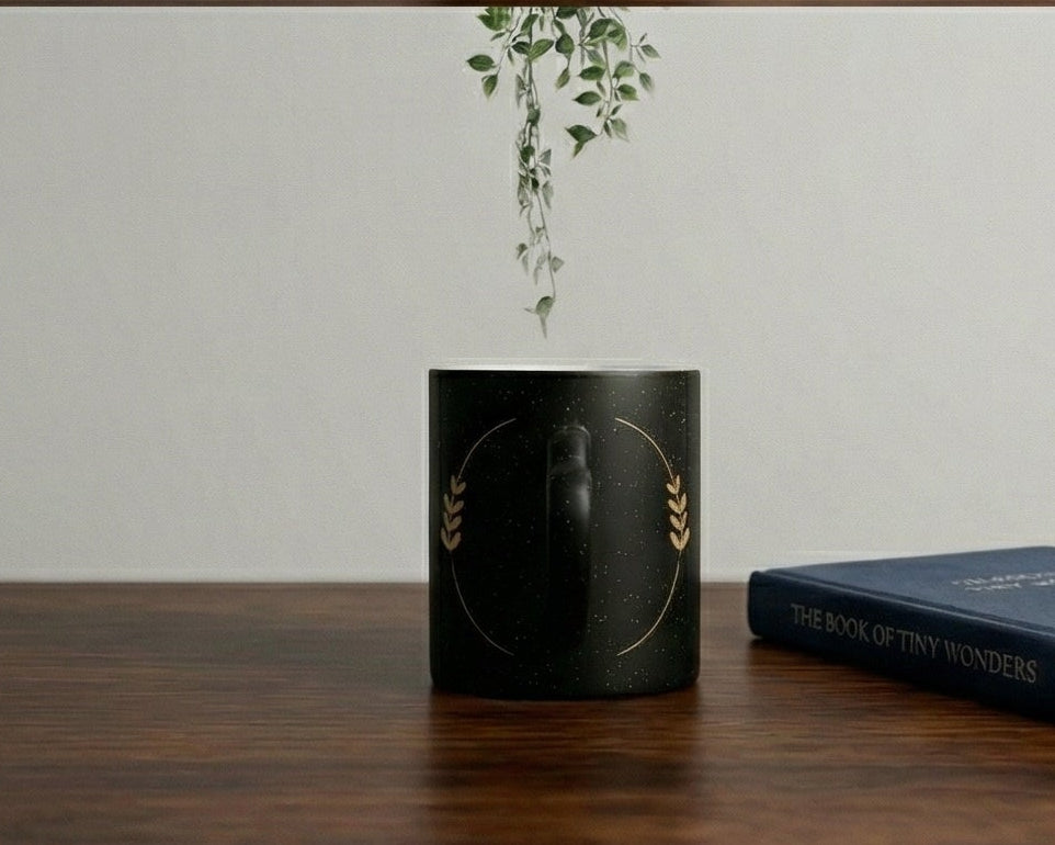 Personalized Gold Monogram Heart-Handle Matte Magic Mug