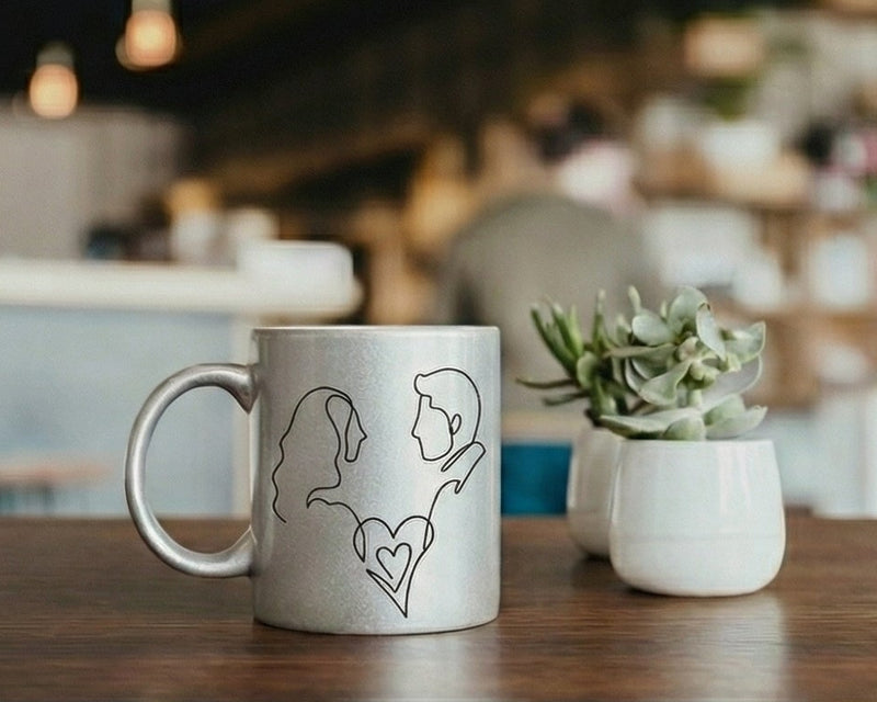 Personalized "Love Story" Silver Shimmer Couple's Mug