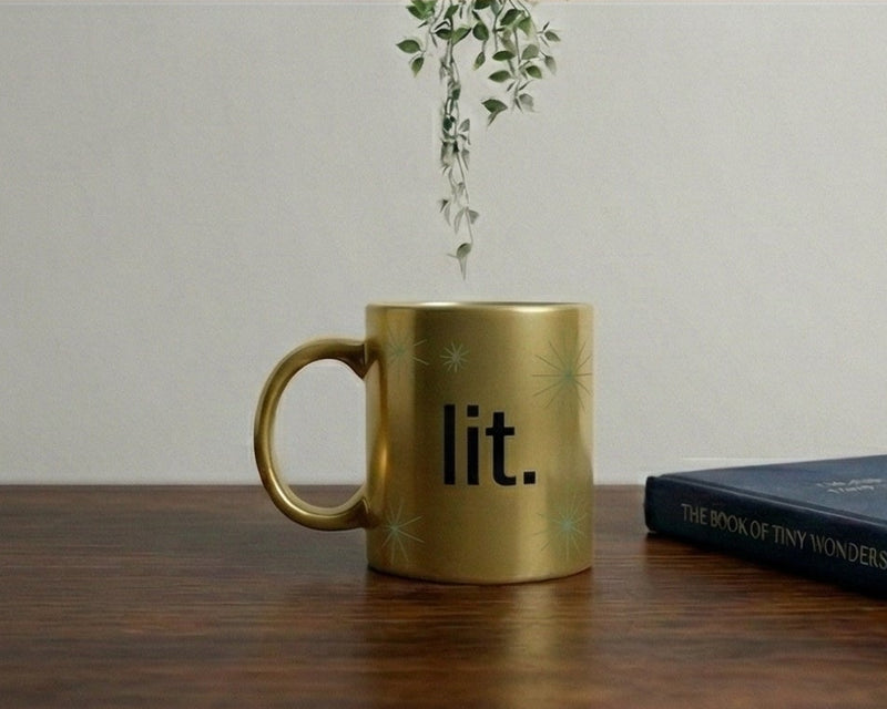 "lit." Satin Gold Starburst Ceramic Mug