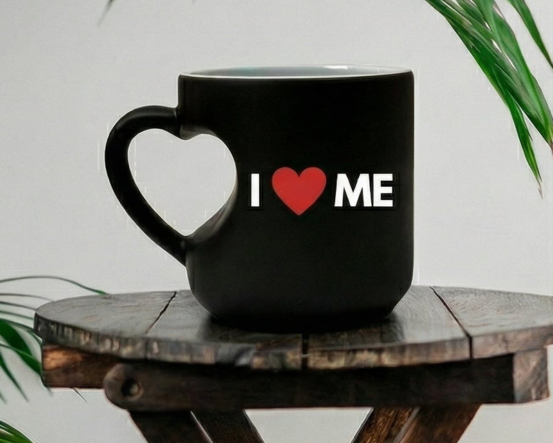 Personalized "I ❤️ ME" Heart-Handle Matte Magic Mug