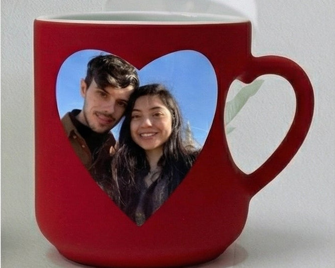 Personalized "Be My Valentine" Crimson Matte Heart-Handle Mug