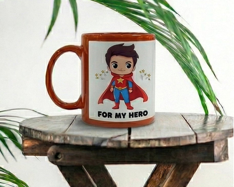 "For My Hero" Superhero Terracotta Ceramic Mug
