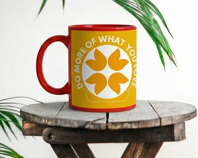 "Do More Of What You Love" Mustard & Crimson Motivational Mug