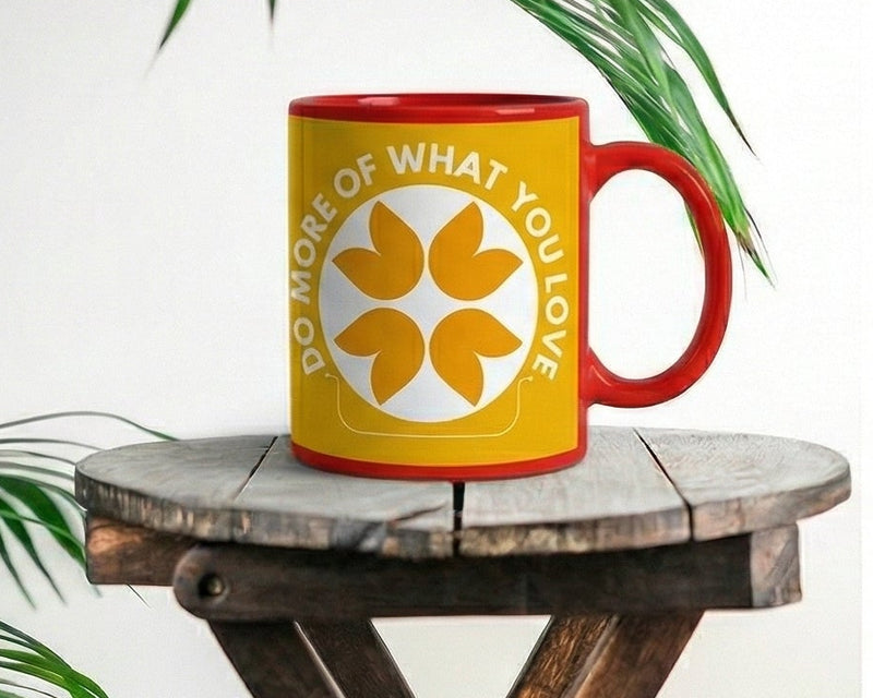 "Do More Of What You Love" Mustard & Crimson Motivational Mug