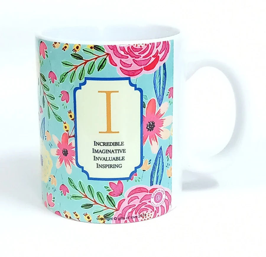 Floral Initial Coffee Mug