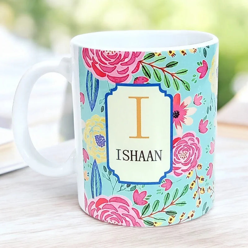 Floral Initial Coffee Mug