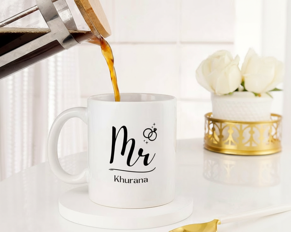 Personalized "Mr." Custom Surname & Photo Wedding Ceramic Mug