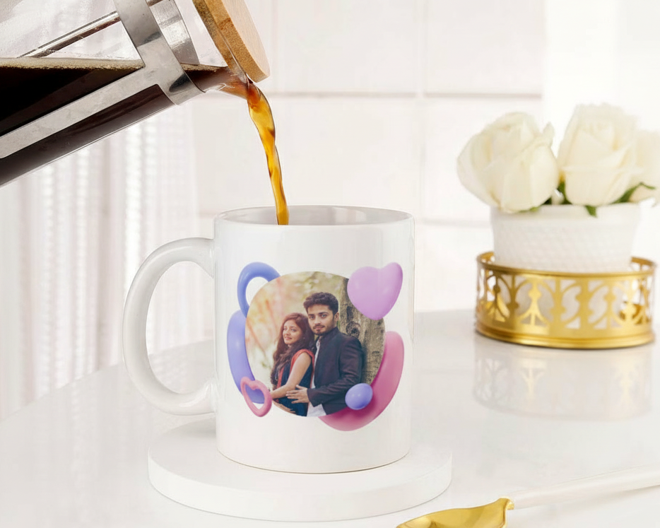 Personalized 3D Hearts Custom Photo Ceramic Mug