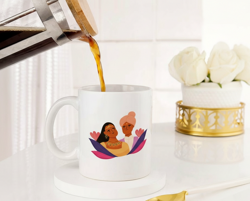 Personalized Indian Wedding Couple Custom Date Ceramic Mug