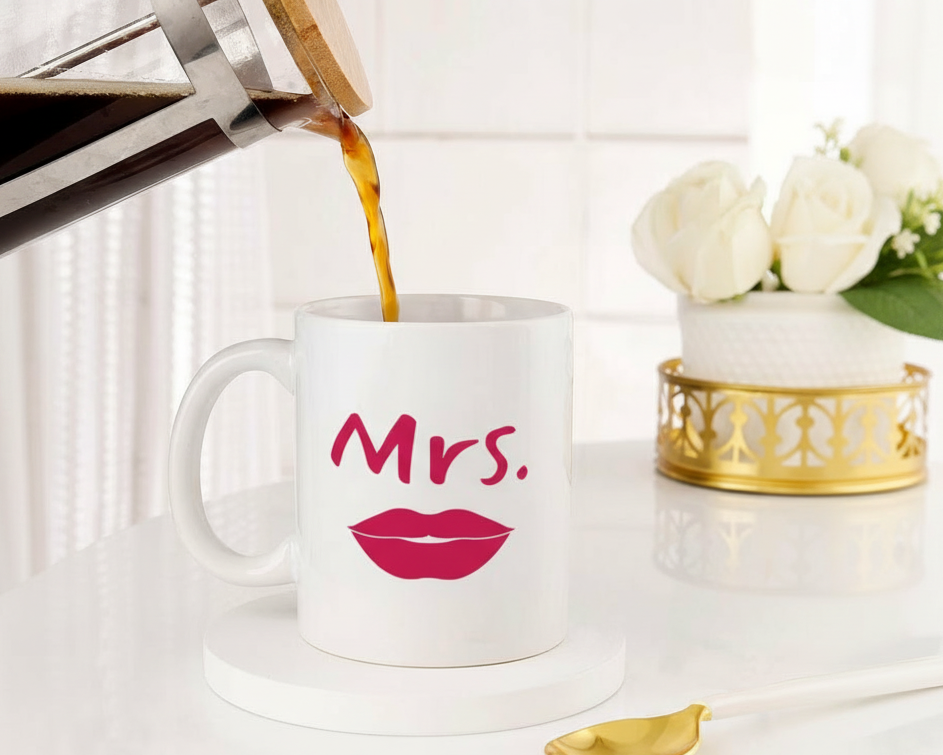 Personalized "Mrs." Lips Custom Name Ceramic Mug