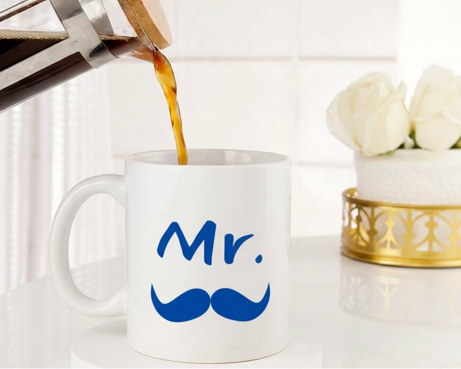 Personalized "Mr." Mustache Custom Name Ceramic Mug
