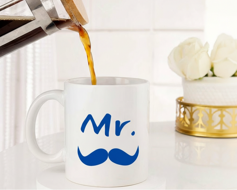 Personalized "Mr." Mustache Custom Name Ceramic Mug
