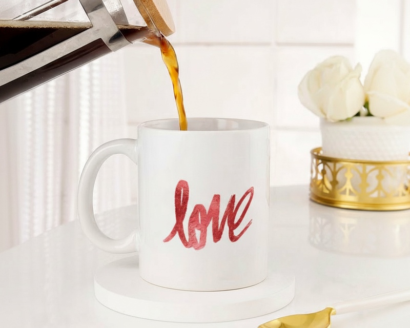 Personalized Heart Polaroid Frame "Love" Ceramic Mug