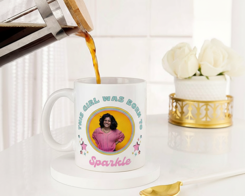 Personalized "Born to Sparkle" Unicorn Photo Ceramic Mug