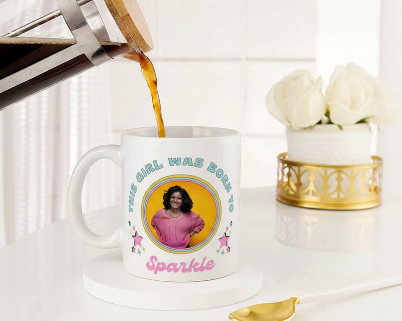 Personalized "Born to Sparkle" Unicorn Photo Ceramic Mug