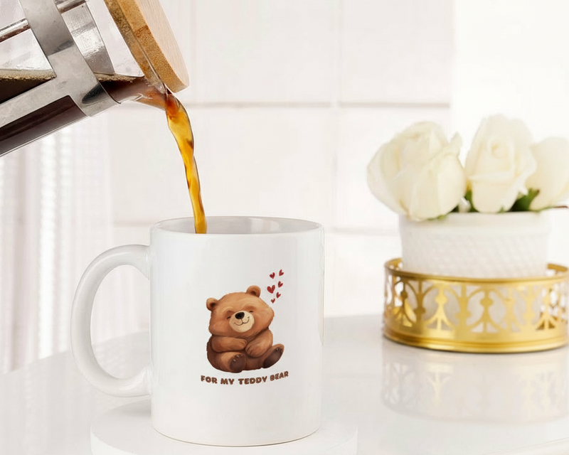Personalized "Teddy Bear" Scalloped Frame Custom Photo Ceramic Mug