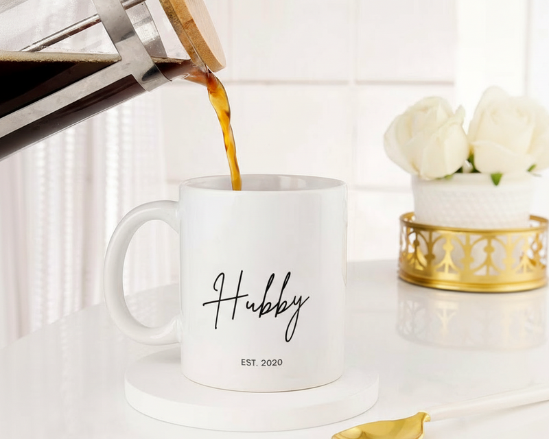Personalized "Hubby" Custom Photo & Date Ceramic Mug