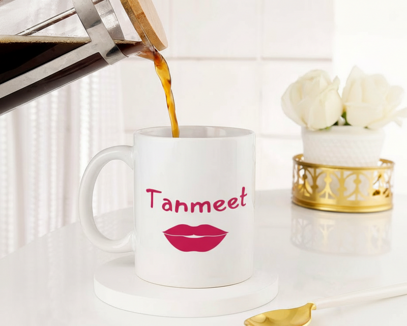 Personalized "Mrs." Lips Custom Name Ceramic Mug