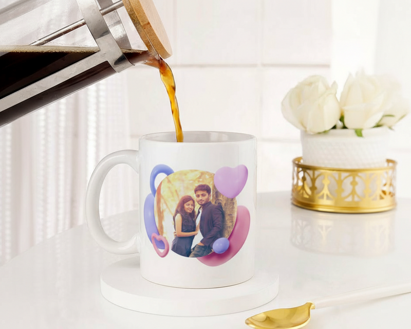 Personalized 3D Hearts Custom Photo Ceramic Mug