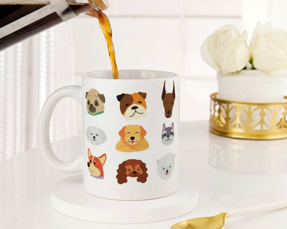 Multi-Breed Dog Lover's Illustrated Ceramic Mug